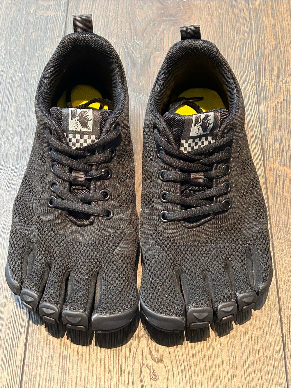 Black Five-Finger Knit Toe Sneakers
